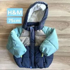 H&M カラーブロック ベビー ダウンジャケット75cm