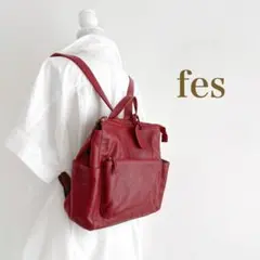 fes 本革 カウレザーリュック バックパック レッド スクエア型のサムネイル