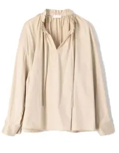 ハイカウントサテン ネックフリルブラウス
