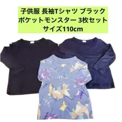 子供服 長袖Tシャツ ブラック ポケットモンスター 3枚セットサイズ110cm