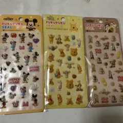 ミッキー・チップとデール・プーさん プクプクシール　3枚セット