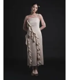 LADYアシンメトリーフリルキャミドレス ベージュ