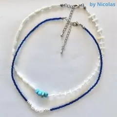 n*様 訳ありSALE ！ビーズネックレス 《i-2》淡水パール　ターコイズ　シ