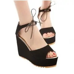 サンダル アンクルストラップ 厚底 ウェッジソール オープントゥ シューズ