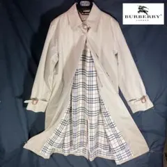 【良品】BURBERRY LONDON ステンカラーコート　ベージュノバチェック