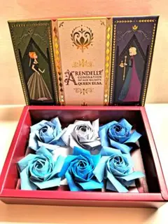 ハンドメイド　未使用新品　折り紙青バラ6個