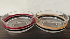 昭和レトロ　ストライプデザイン ガラスボウル 2個セット