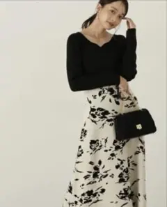 【美品】PROPORTION フラワージャカードドッキングワンピース