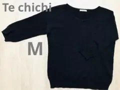 Te chichi テチチ　レディース　ニット アンゴラ混　ネイビー