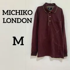 【MICHIKO LONDON】長袖ポロシャツ ワンポイント 胸ポケット Mのサムネイル