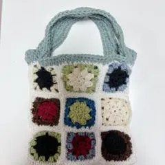 ハンドメイド カラフルなグラニースクエアバッグ