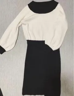 SALE♥️rienda リエンダ ワンピース ニットワンピ 長袖 白黒