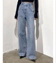 美品 EMODA ルーズワイドハイウエストジーンズ