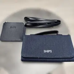 新品★SHIPS★スマホポシェット&ちび財布★ネイビー