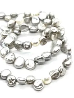 【超希少テリ最強】本真珠ケシパールネックレス　シルバーグレー　ホワイトパール