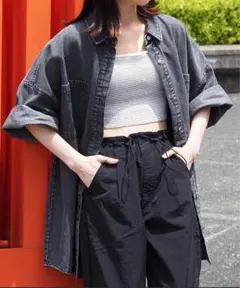 【新品】tiptop デニム半袖BIGシャツのサムネイル
