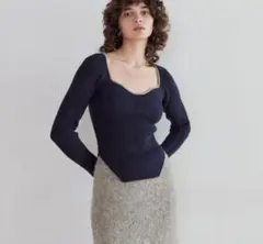 SeaRoomlynn バイカラー ラウンドヘム KNITトップス ネイビーのサムネイル
