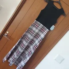 新品　GRL グレイル　ドッキングワンピース　チェックワンピース　ロングワンピ