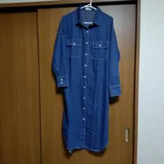 デニム 長袖 シャツワンピース