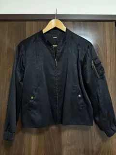 【リリーブラウン】 MA-1風 ジップアップ ジャケット 黒 Fサイズ 羽織り