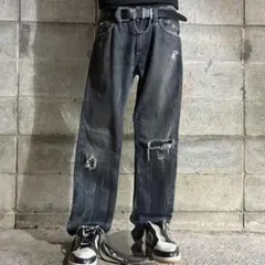 grunge ストレートデニム W38 腰履き ストリート ワイド jeans - メルカリ