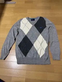 FRED PERRY アーガイル柄 Vネックセーター M フレッドペリー
