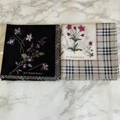 BURBERRY ハンカチ 2枚セット 花柄 ノバチェック 未使用