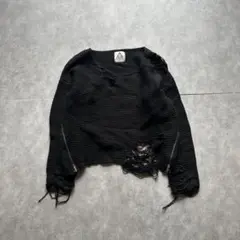 archive grunge damage knit y2k black