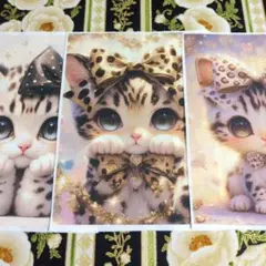 ②在庫処分品　未使用　可愛い猫ちゃんパネル生地3枚＆花柄生地です。