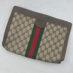 外装美品✨ オールドグッチ　シェリーライン　クラッチバッグ　gg柄　PVC