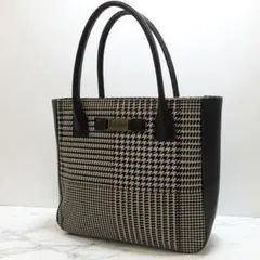 【極美品】ローレンラルフローレン　ハンドバッグ　レザー　千鳥柄　イントレチャート 極美品】ローレンラルフローレン ハンドバッグ レザー 千鳥柄