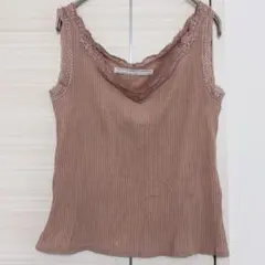 PAGEBOY レディース ベージュ タンクトップ リブ　かわいい　レースのサムネイル