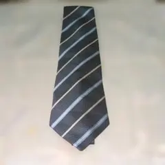 VALENTINO シルク ネクタイ 黒と青のストライプ