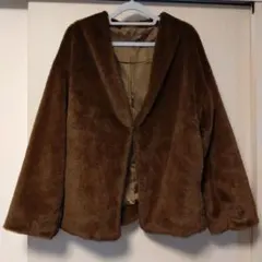 【美品】GU ブラウン フェイクファーコート　Lサイズ
