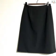 R3-012 膝丈フォーマルスカート 黒 濃灰 無地 台形 シンプル