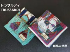 新品　TRUSSARDI ハンカチ 2枚セット タッセル柄　ミントグリーン　紫のサムネイル