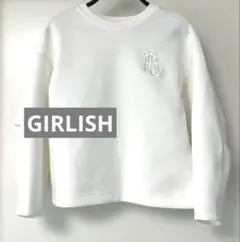最終価格　タグ付きガーリッシュ GIRLISH モノグラムプルオーバー 極美品】ガーリッシュ GIRLISH モノグラムプルオーバー スエット 黒M