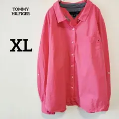 TOMMY HILFIGER トミーヒルフィガー ネオンピンク 長袖シャツ XL