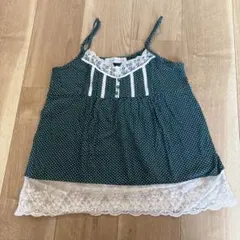 OLIVE des OLIVE グリーン ドット柄 レースキャミソール チュールのサムネイル