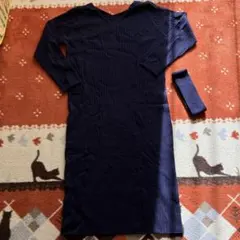 MERCURYDUO ネイビーのニットワンピース フリーサイズ