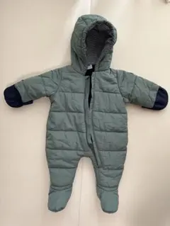 プチバトー　中綿入りカバーオール　3ヶ月 60cm モスグリーン