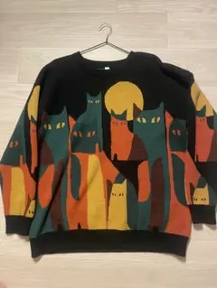 柄ニット　猫　セーター