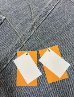 紐付き　無地2枚タグ　下げ札　値札　ホワイト/オレンジ