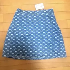 【未使用】インパン付きリボン柄デニムミニスカート