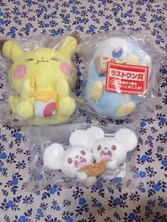 ポケピース 一番くじ 　B賞ピカチュウ　F賞ワッカネズミ　ラストワン賞ポッチャマ