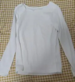 ホワイトリブ編み長袖Tシャツ Mサイズ
