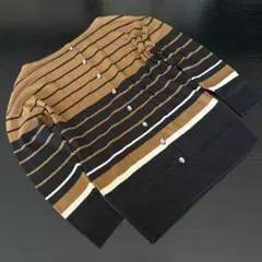 MICHEL KLEIN ビジュー ニット ボーダー ブラウン レディス 38