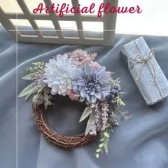 大人の雰囲気で楽しむリース アーティフィシャルフラワーリース 玄関飾り 壁掛け