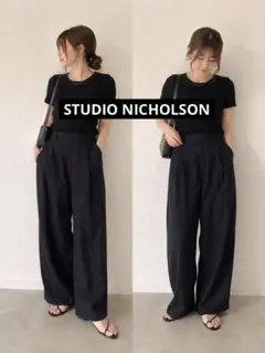 STUDIO NICHOLSON MANTECO ワイド パンツ ブラック 系 - メルカリ