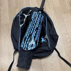 Mizuno 野球用バッグ 黒/青 バット収納付き